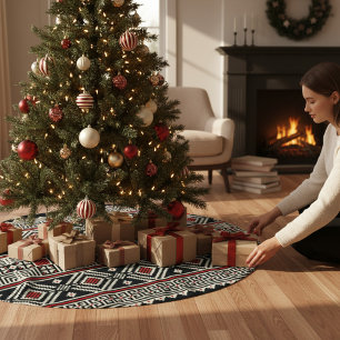 Saia Para Árvore De Natal De Poliéster Teste padrão abstrato tribal