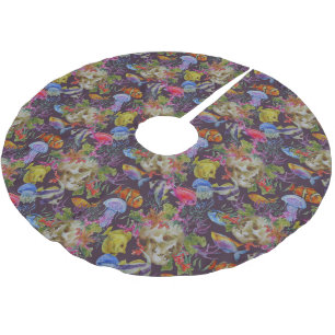 Saia Para Árvore De Natal De Poliéster Teste padrão do Grunge da vida marinha