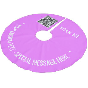 Saia Para Árvore De Natal De Poliéster Texto de código QR personalizado e árvore de Natal