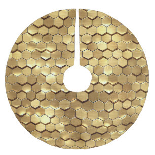 Saia Para Árvore De Natal De Poliéster Textura 3D do Remetente do ouro Honeycomb