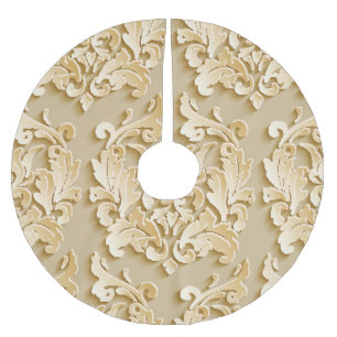 Saia Para Árvore De Natal De Poliéster Textura de Cor damasco da Vintage Elegante