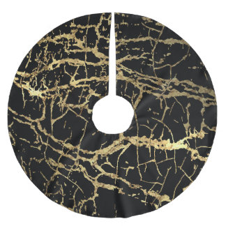 Saia Para Árvore De Natal De Poliéster Textura de Mármore Dourado: Elemento de Design Lux