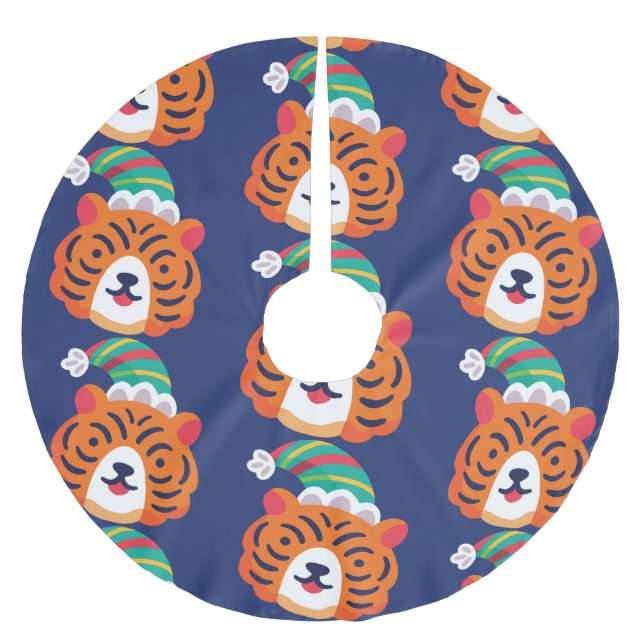 Saia Para Árvore De Natal De Poliéster tigre de natal feio santa claus (Frente)