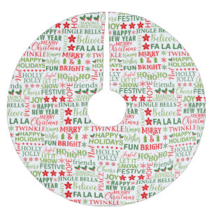 Saia Para Árvore De Natal De Poliéster Tipografia de Natal Vermelho & Verde Padrão Sem Co