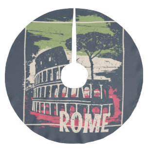 Saia Para Árvore De Natal De Poliéster Tipografia de Roma: Poster da Torre Eiffel.