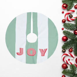 Saia Para Árvore De Natal De Poliéster Tipografia "Joy" Moderna Verde Brilhada Brilhante