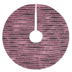 Saia Para Árvore De Natal De Poliéster Tiras da Rosa vermelha Glam Burgundy Blush Glitter