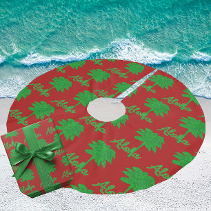 Saia Para Árvore De Natal De Poliéster Toalha de árvore de palmeira tropical vermelha ver