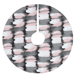 Saia Para Árvore De Natal De Poliéster Traços de pincel, decoração cor-de-rosa-cinza.
