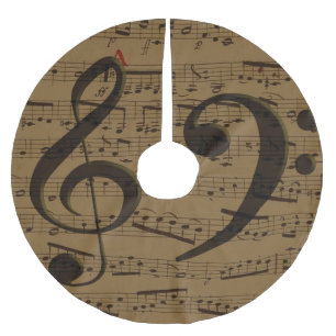 Saia Para Árvore De Natal De Poliéster Treble Clef Bass