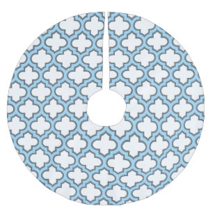 Saia Para Árvore De Natal De Poliéster Trellis branca e azul-bebê, lete, quatrefoil