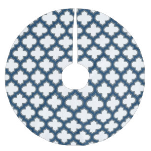 Saia Para Árvore De Natal De Poliéster Trellis, Latite, Quatrefoil, de cor branca e Marin