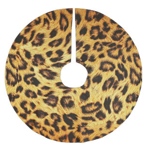 Saia Para Árvore De Natal De Poliéster Trendy Leopard: Padrão de Design da pele.