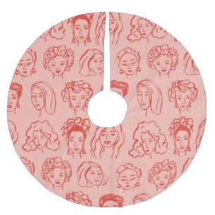 Saia Para Árvore De Natal De Poliéster Trendy Woman Face Desenhada