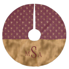 Saia Para Árvore De Natal De Poliéster Tripulante Elegante Dourado de Monograma, Feriado