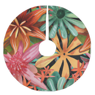 Saia Para Árvore De Natal De Poliéster tropical/havaiano/floral/floral