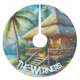 Saia Para Árvore De Natal De Poliéster Tropical Hut Christmas Palm Tree Personalized