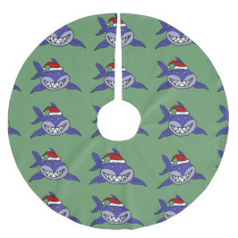 Saia Para Árvore De Natal De Poliéster Tubarão engraçado na saia da árvore de Natal do