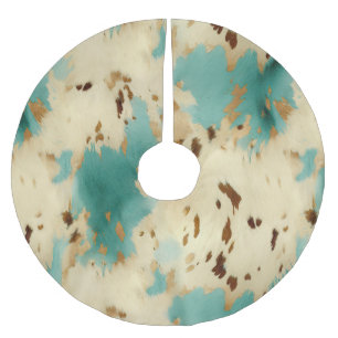 Saia Para Árvore De Natal De Poliéster Turquoise Cream Dourada, Southwest Cowhide