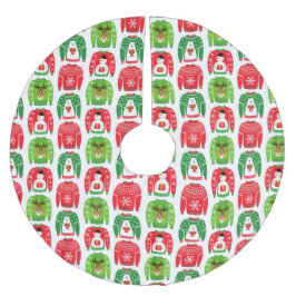 Saia Para Árvore De Natal De Poliéster Ugli Xmas Sweatters Polar Bear Snowman Rudolf Red