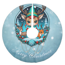 Saia Para Árvore De Natal De Poliéster Um belo estilo cartoon rener elf