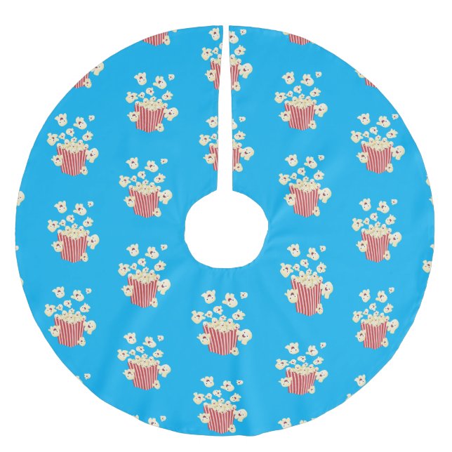 Saia Para Árvore De Natal De Poliéster Um desenho animado de pipoca (Frente)