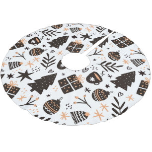 Saia Para Árvore De Natal De Poliéster Um padrão de Natal preto e branco