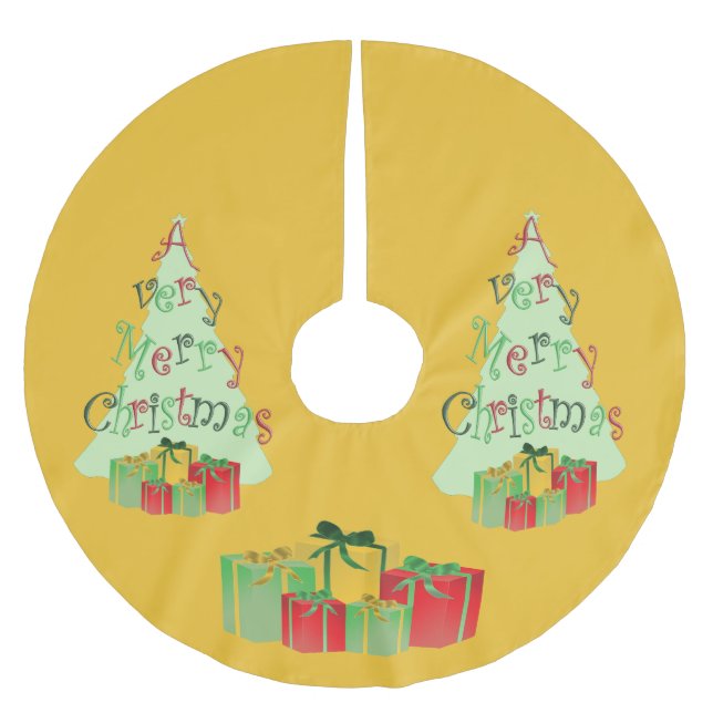 Saia Para Árvore De Natal De Poliéster Uma Camisa De Natal Muito Feliz (Frente)