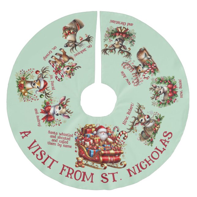 Saia Para Árvore De Natal De Poliéster Uma Visita Da Rua. (Frente)