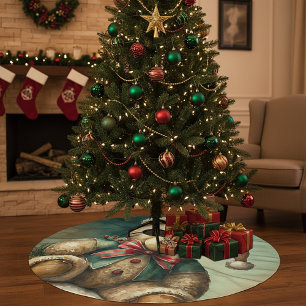 Saia Para Árvore De Natal De Poliéster Urso de pelúcia de Natal vintage