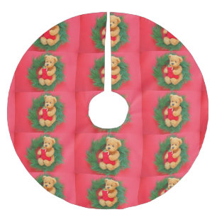 Saia Para Árvore De Natal De Poliéster Urso de pelúcia na coroa com estocagem