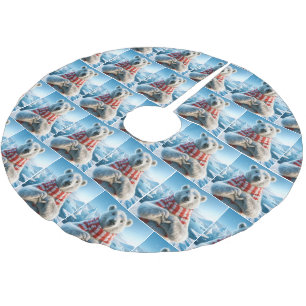 Saia Para Árvore De Natal De Poliéster Urso Polar com Peças Formando Coração