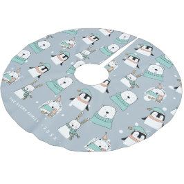 Saia Para Árvore De Natal De Poliéster Urso Simples de Natal Personalizado