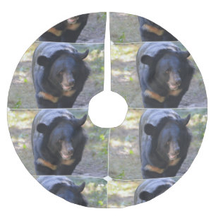 Saia Para Árvore De Natal De Poliéster Urso Spectacled preto