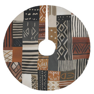 Saia Para Árvore De Natal De Poliéster Variations of African motifs in earth tones