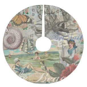Saia Para Árvore De Natal De Poliéster verão praia vintage polvo antiguidades navegação