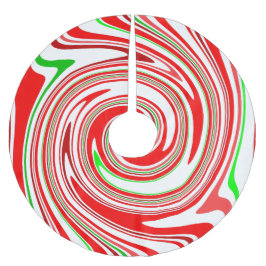 Saia Para Árvore De Natal De Poliéster Verde branco vermelho do redemoinho do bastão de