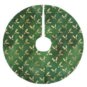 Saia Para Árvore De Natal De Poliéster Verde festivo e folha de ouro Holanda de inverno