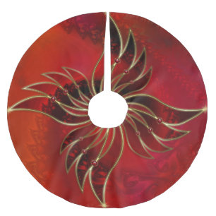 Saia Para Árvore De Natal De Poliéster Vermelho como saia da árvore da chama