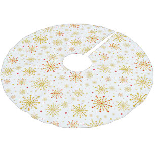 Saia Para Árvore De Natal De Poliéster Vermelho e Dourado Starburst do Médio Atômico Retr