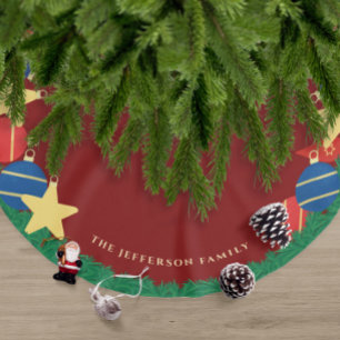 Saia Para Árvore De Natal De Poliéster Vernais da árvore de Natal retroativos vermelhos e