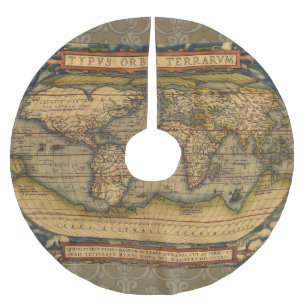 Saia Para Árvore De Natal De Poliéster Viagem do Mapa Mundial Antiquado Ortelius Europa