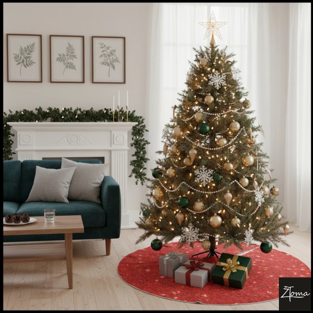 Saia Para Árvore De Natal De Poliéster Vibrant Red Glitter Seamless Texture Background (Criador carregado)