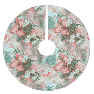 Saia Para Árvore De Natal De Poliéster Vignette de Natal do Pastel Retro