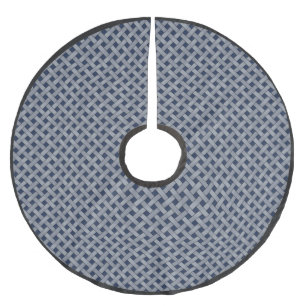 Saia Para Árvore De Natal De Poliéster Vime Rustic Woven Silver em Azul Escuro Personaliz