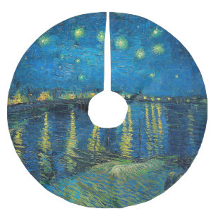 Saia Para Árvore De Natal De Poliéster Vincent Van Gogh Noite Estrelada Sobre o Ródano