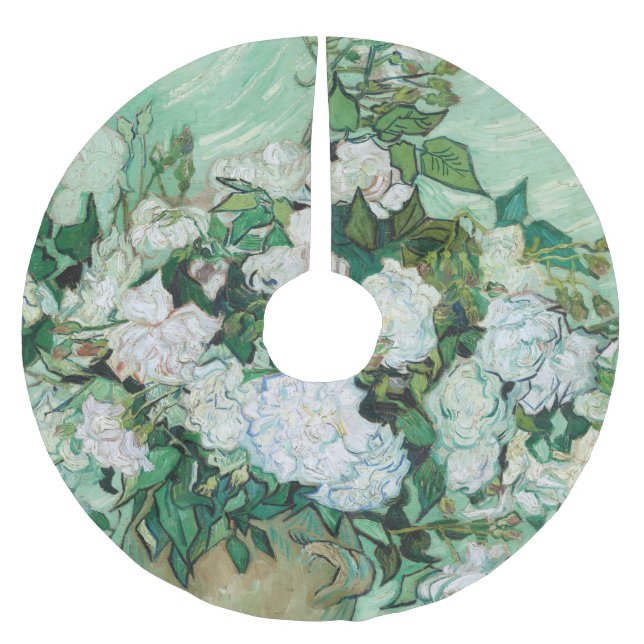 Saia Para Árvore De Natal De Poliéster Vincent van Gogh - Rosas (Frente)
