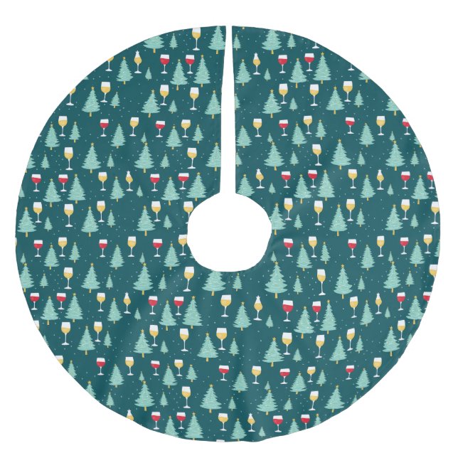 Saia Para Árvore De Natal De Poliéster Vinho de Natal (Frente)