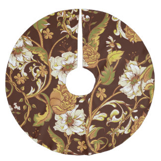 Saia Para Árvore De Natal De Poliéster Vintage barroco floral: magnólias, padrão rosa.