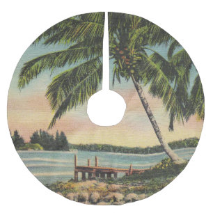 Saia Para Árvore De Natal De Poliéster Vintage Coconut Palms Tropical Breeze Sunset